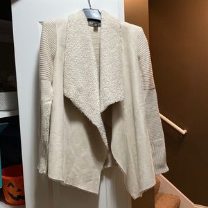 Drape Front Faux Suede Maternity Jacket - Bone /